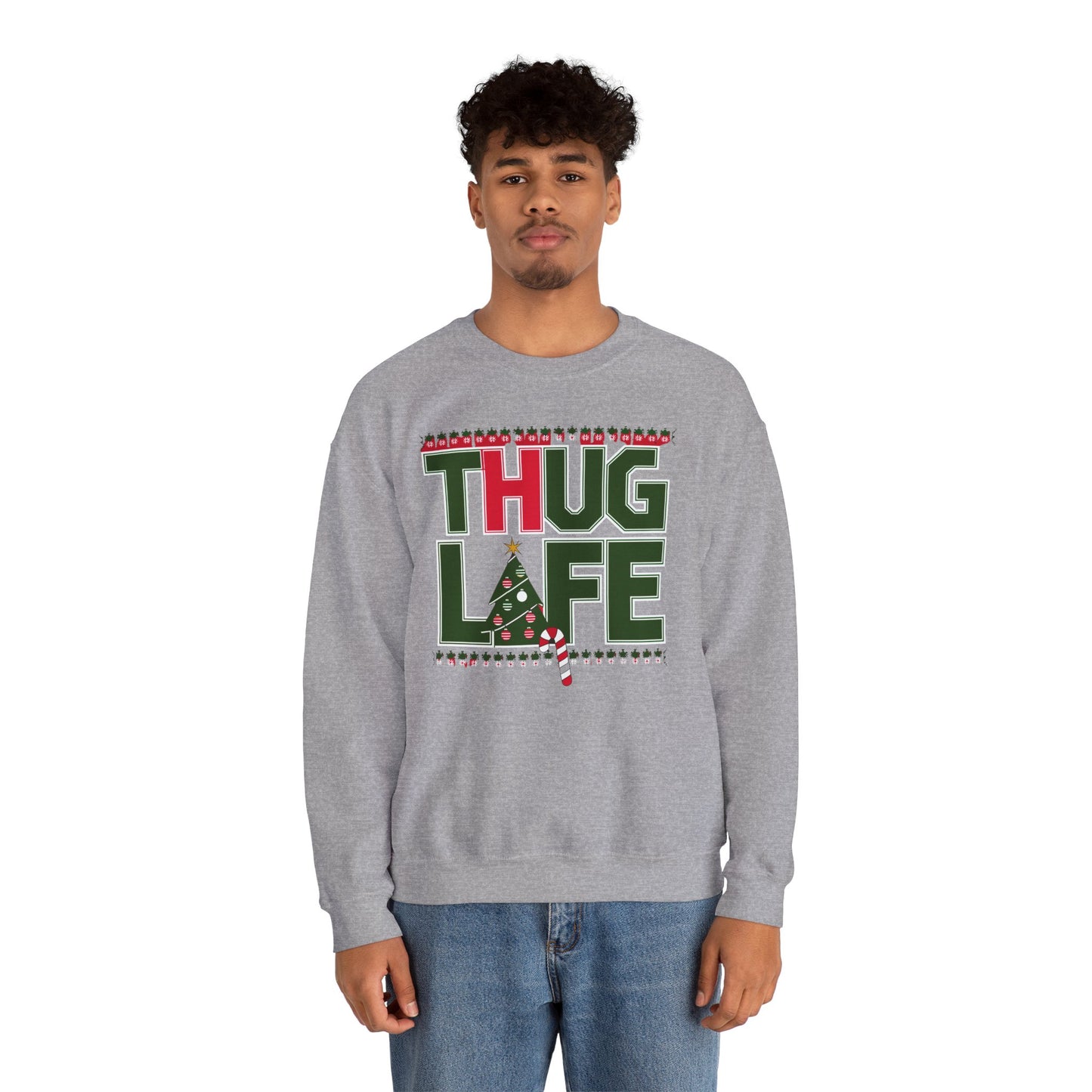 Suéter navideño feo de Thug Life | Atuendo divertido para fiestas navideñas
