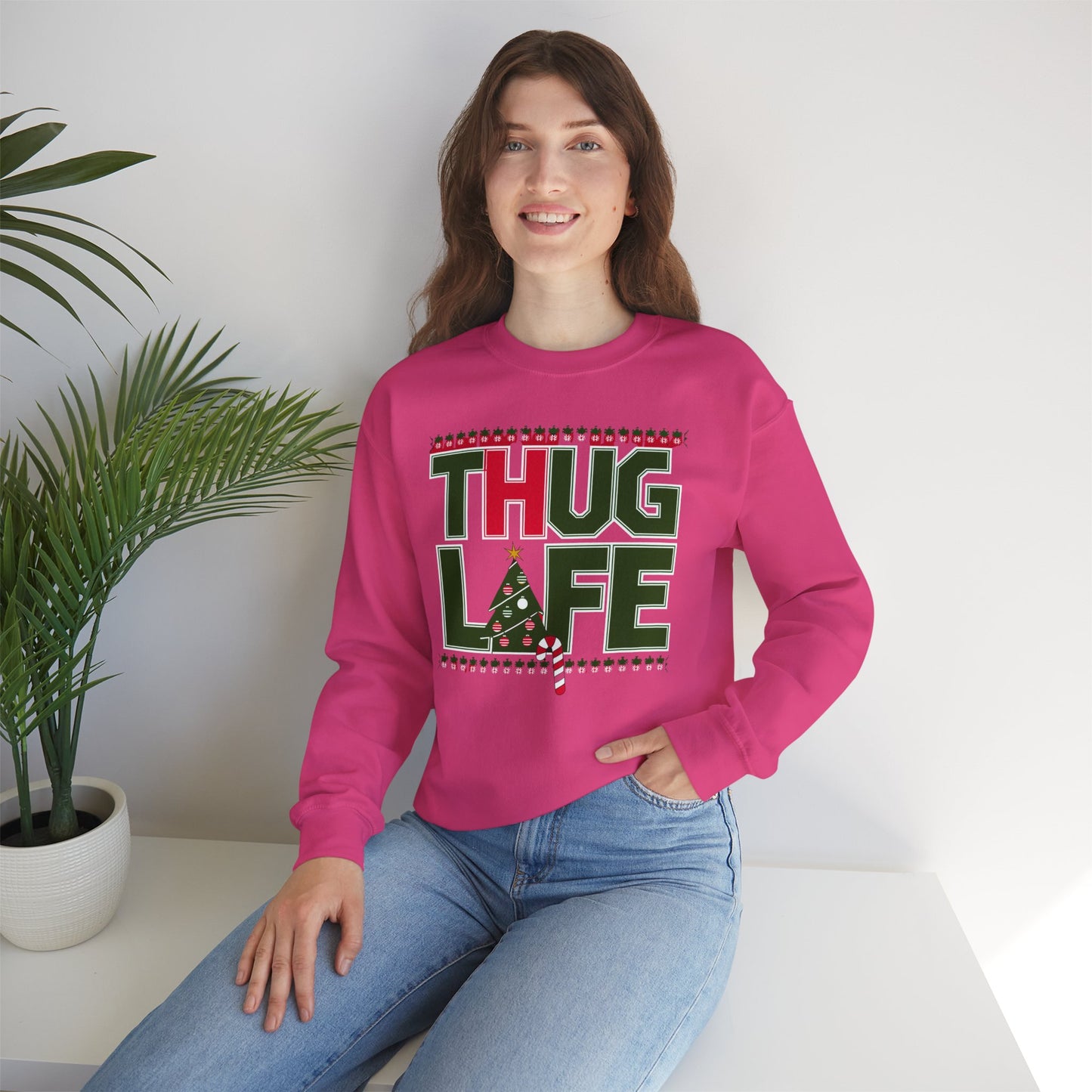 Suéter navideño feo de Thug Life | Atuendo divertido para fiestas navideñas