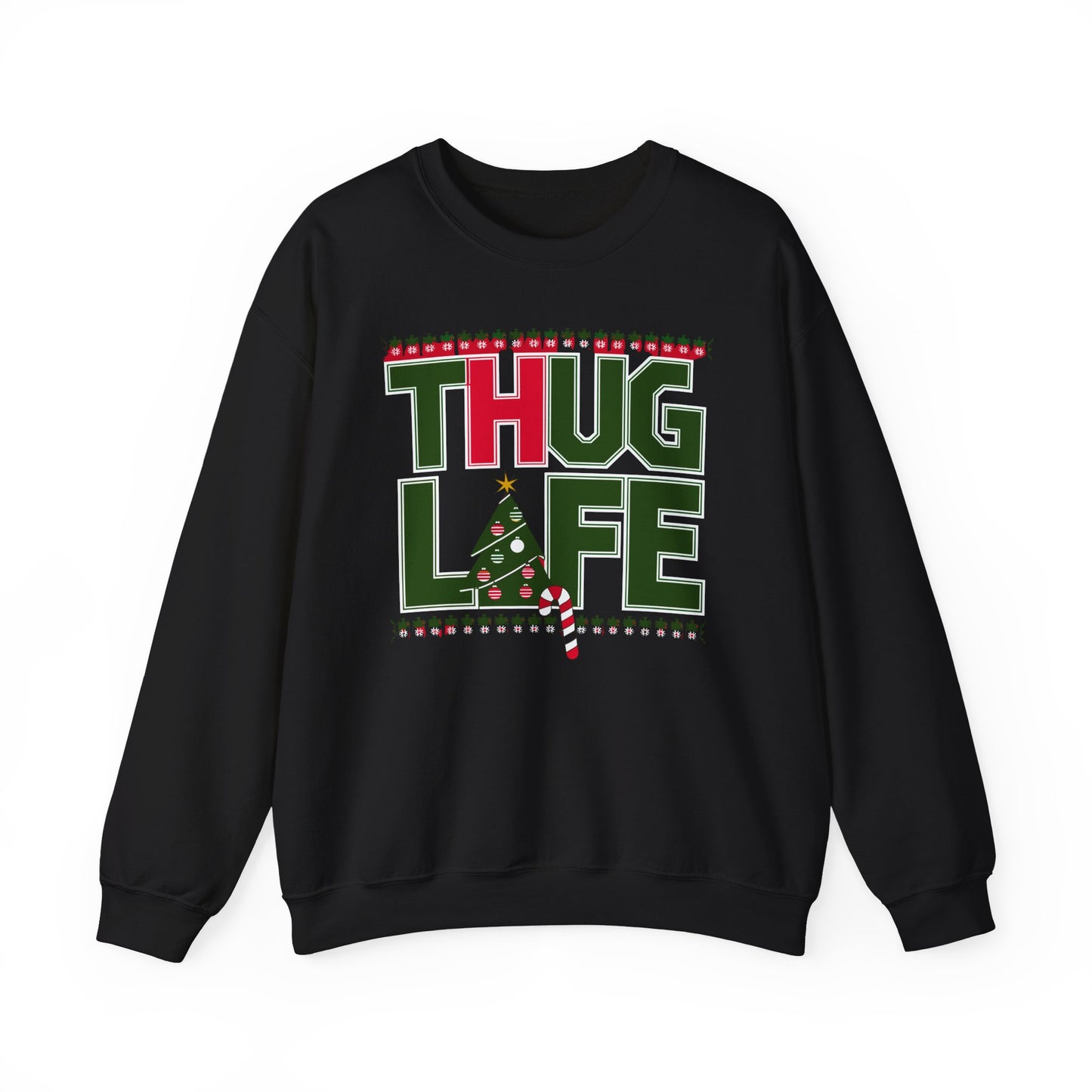 Suéter navideño feo de Thug Life | Atuendo divertido para fiestas navideñas