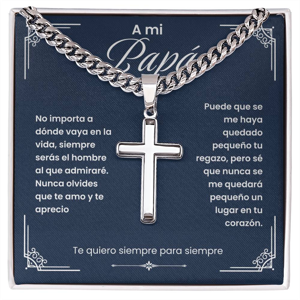 Para Mi Papá - Collar con Cruz para Hombres, Plata | Regalo para el Día del Padre o Cumpleaños