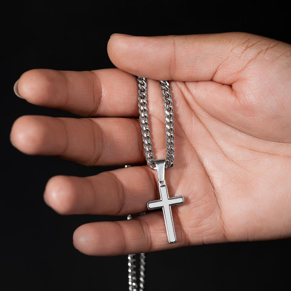 Para Mi Papá - Collar con Cruz para Hombres, Plata | Regalo para el Día del Padre o Cumpleaños