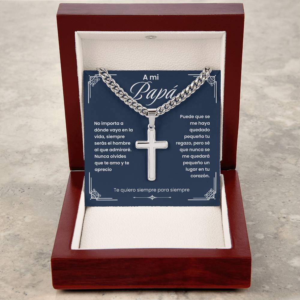 Para Mi Papá - Collar con Cruz para Hombres, Plata | Regalo para el Día del Padre o Cumpleaños