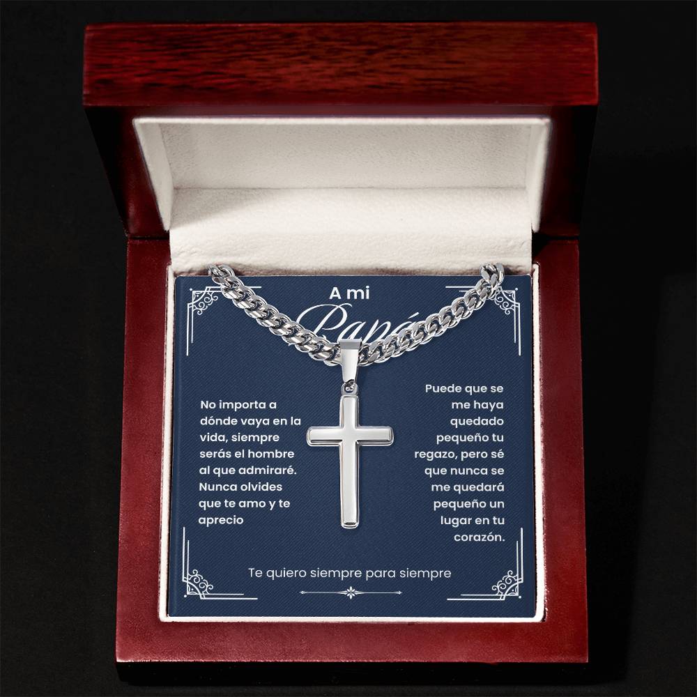 Para Mi Papá - Collar con Cruz para Hombres, Plata | Regalo para el Día del Padre o Cumpleaños