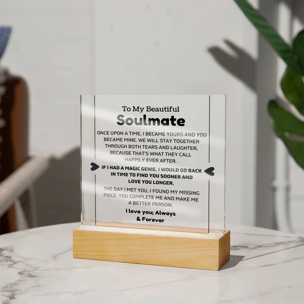 To My Beautiful Soulmate - Once Upon - Square Acrylic Plaque