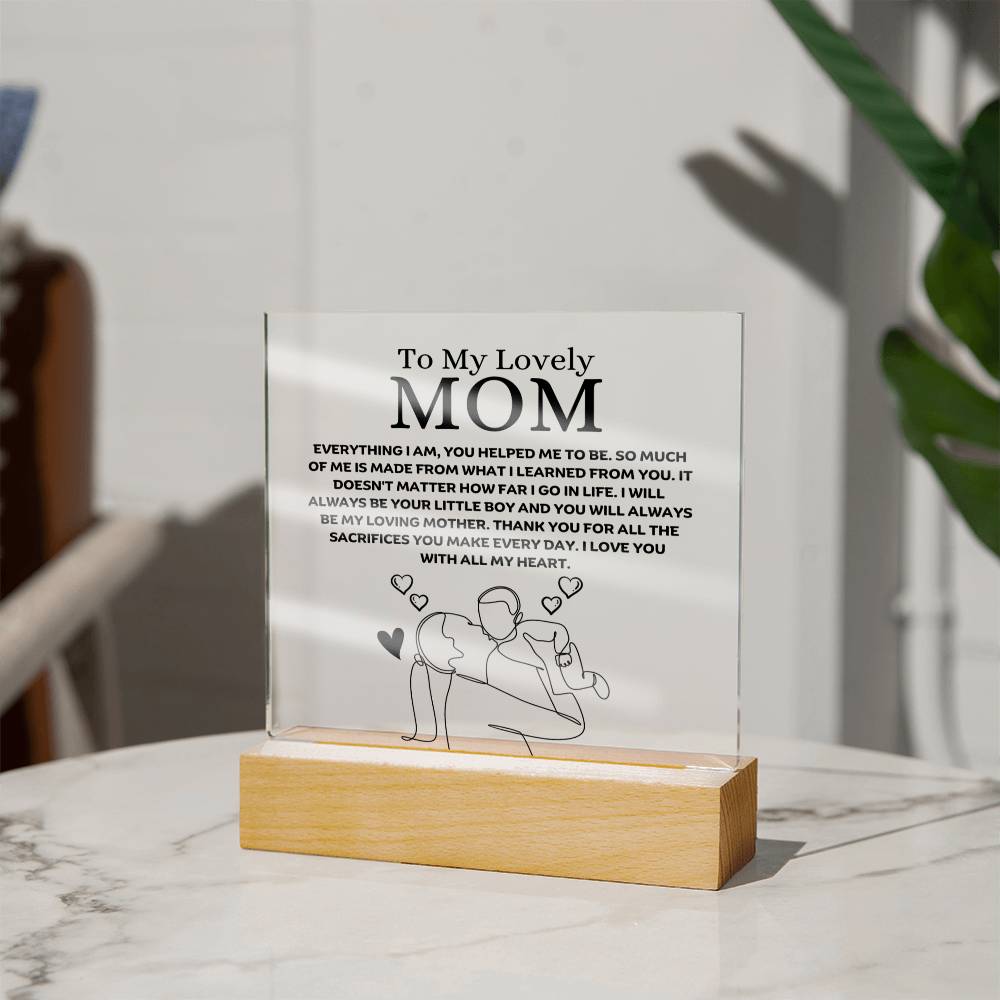 To My Lovely Mom - Your Little Boy - Square Acrylic Plaque