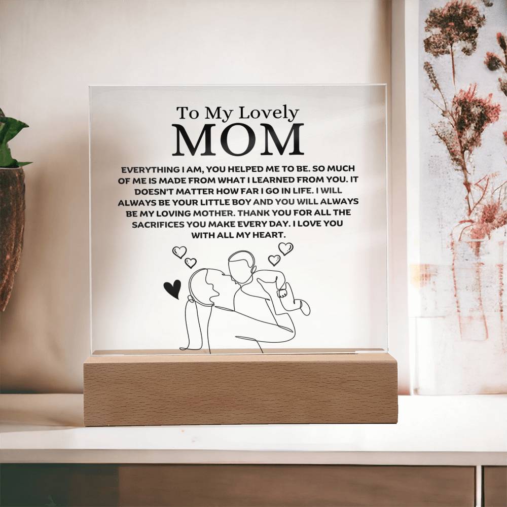 To My Lovely Mom - Your Little Boy - Square Acrylic Plaque