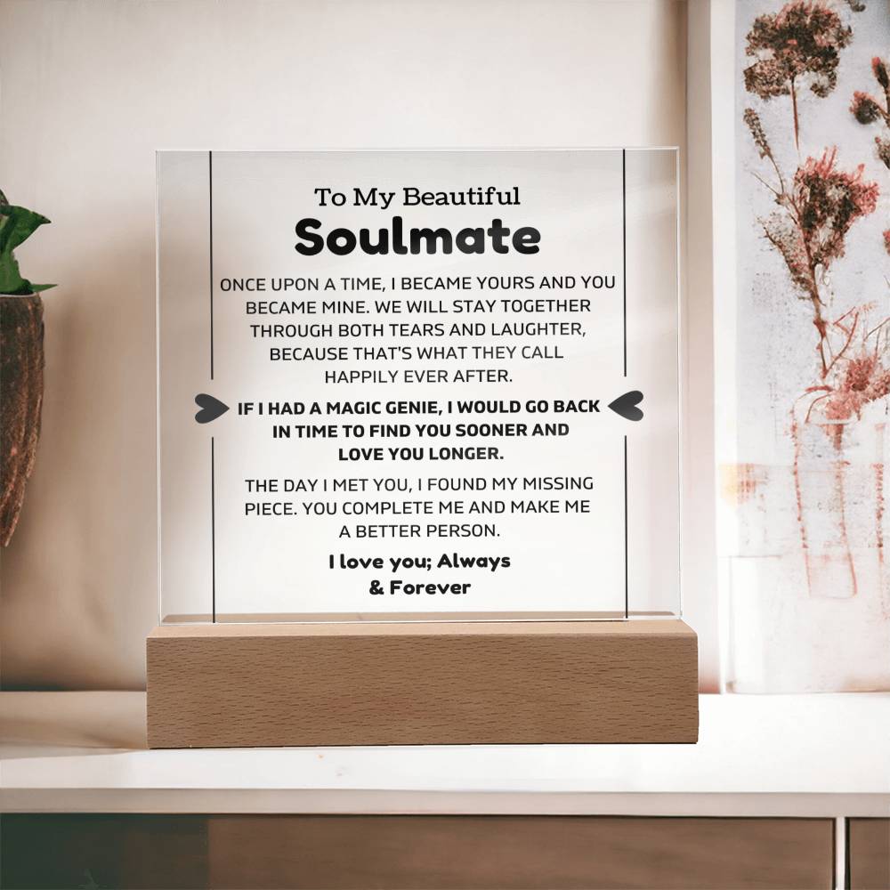 To My Beautiful Soulmate - Once Upon - Square Acrylic Plaque