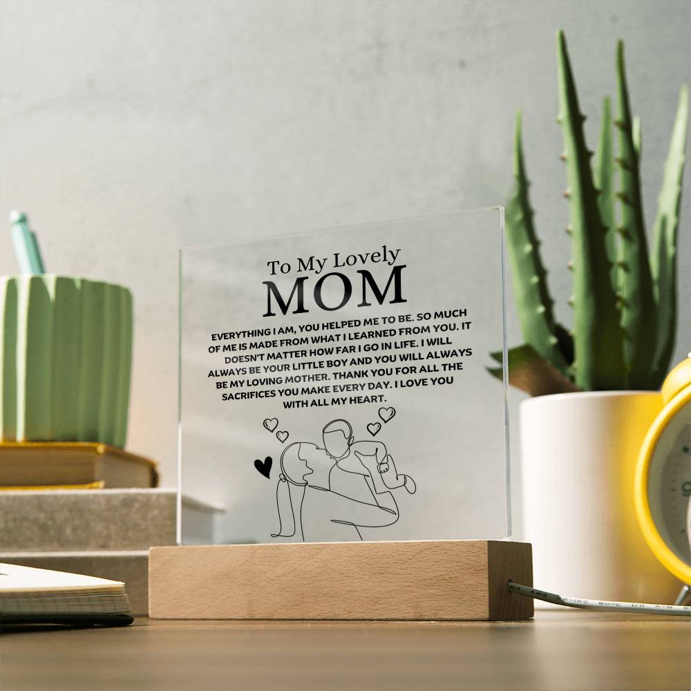 To My Lovely Mom - Your Little Boy - Square Acrylic Plaque