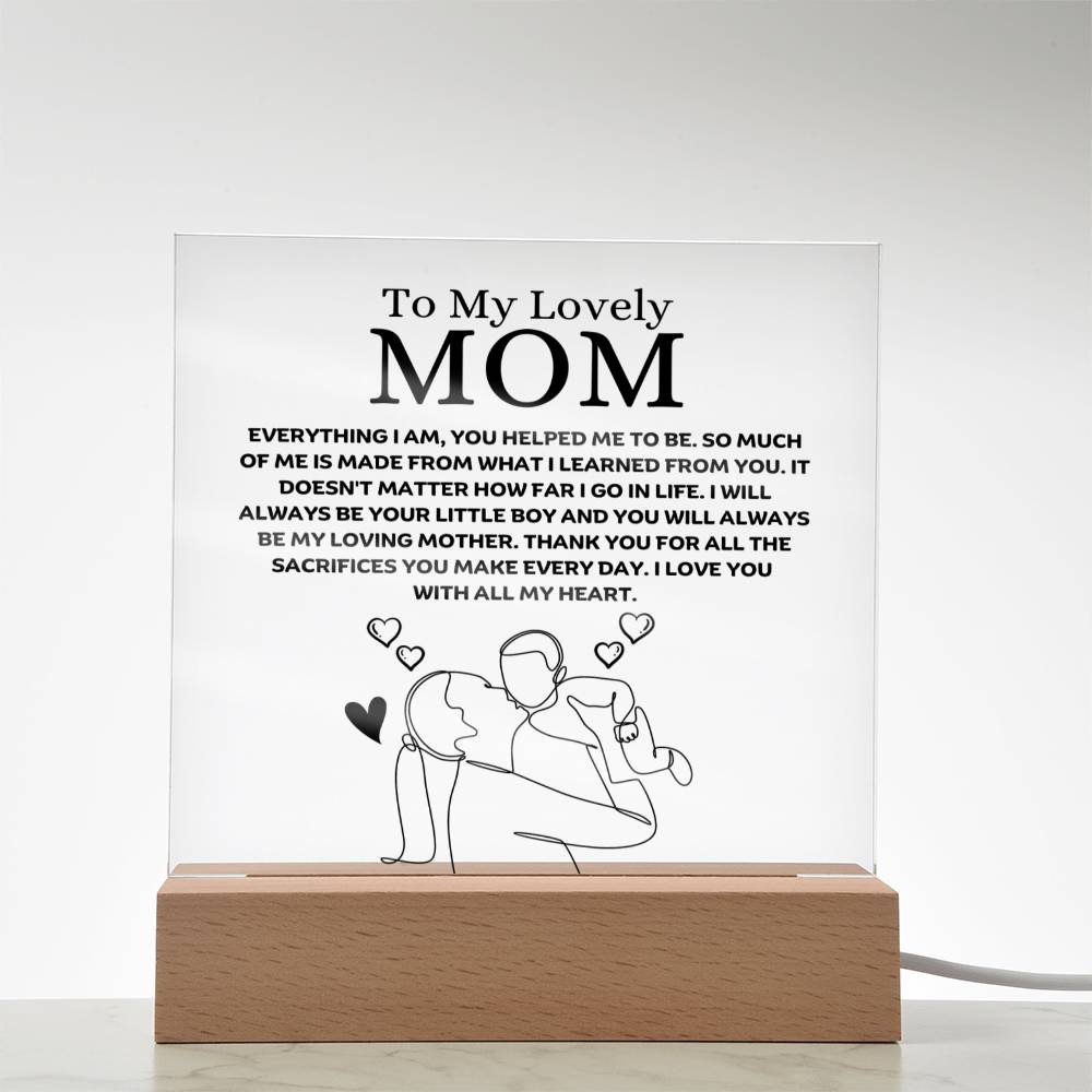 To My Lovely Mom - Your Little Boy - Square Acrylic Plaque