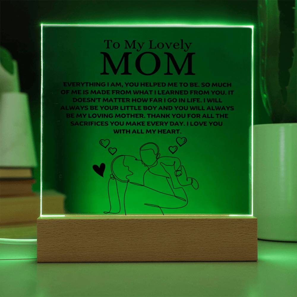 To My Lovely Mom - Your Little Boy - Square Acrylic Plaque