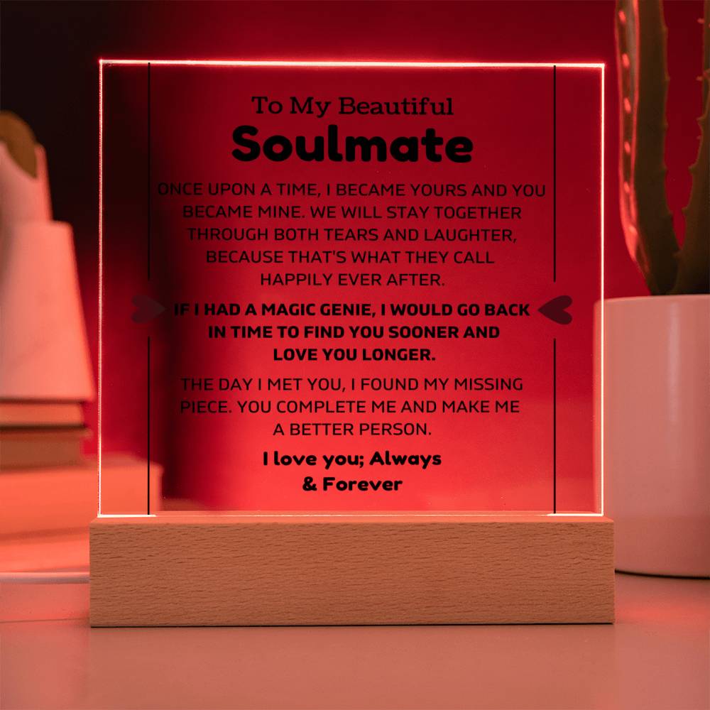 To My Beautiful Soulmate - Once Upon - Square Acrylic Plaque