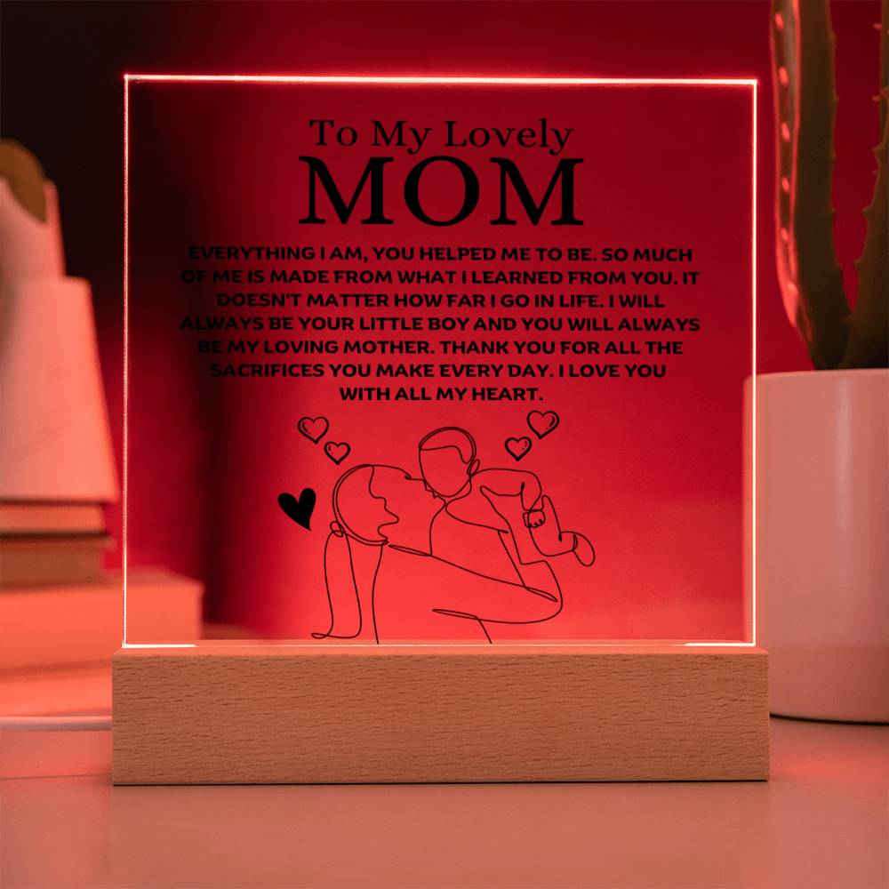 To My Lovely Mom - Your Little Boy - Square Acrylic Plaque