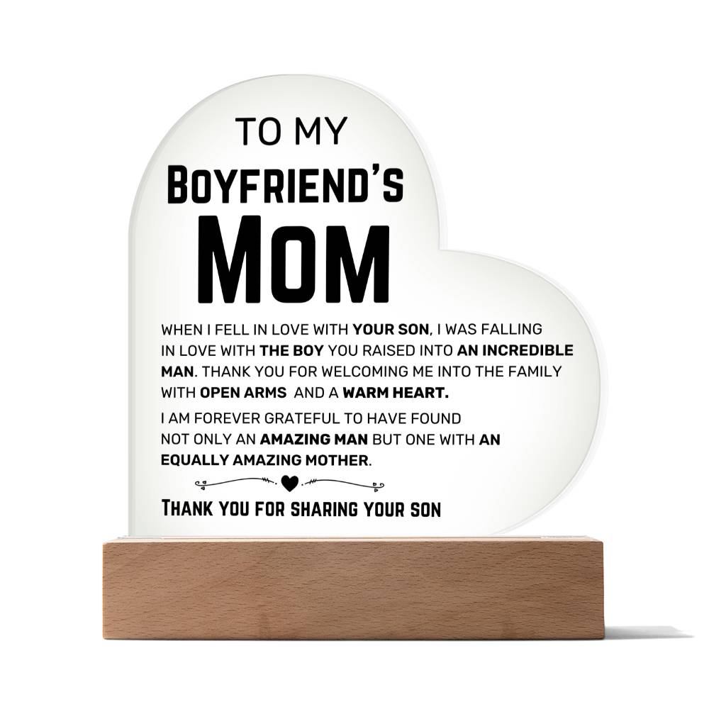 To My Boyfriend's Mom - Acrylic Heart (Almost Sold Out)