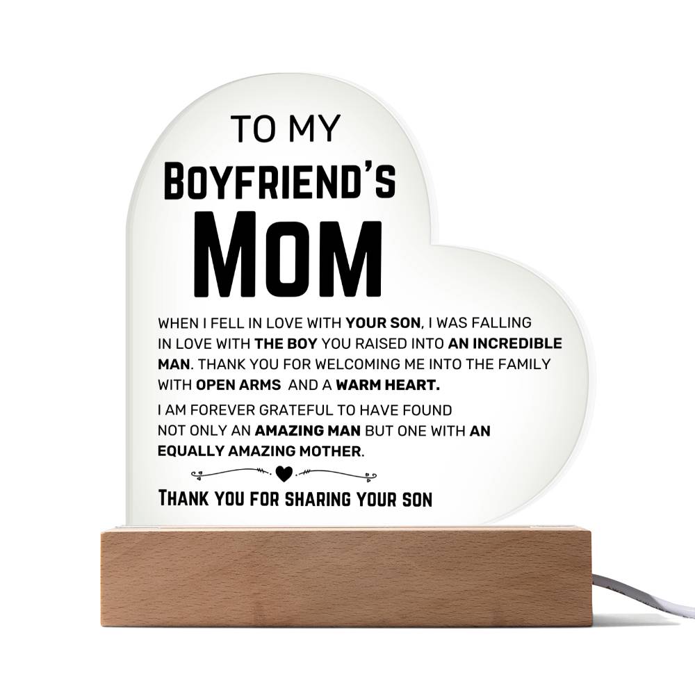 To My Boyfriend's Mom - Acrylic Heart (Almost Sold Out)