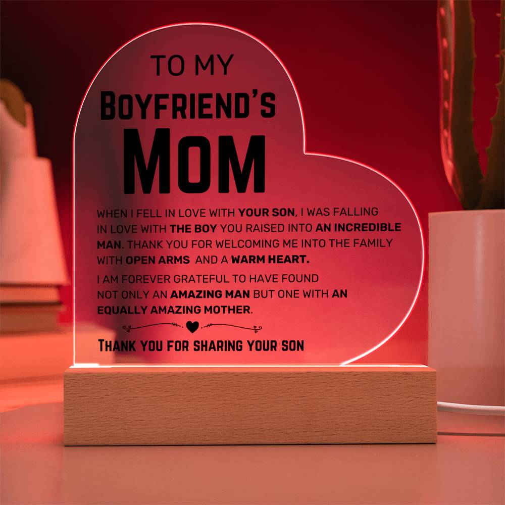 To My Boyfriend's Mom - Acrylic Heart (Almost Sold Out)