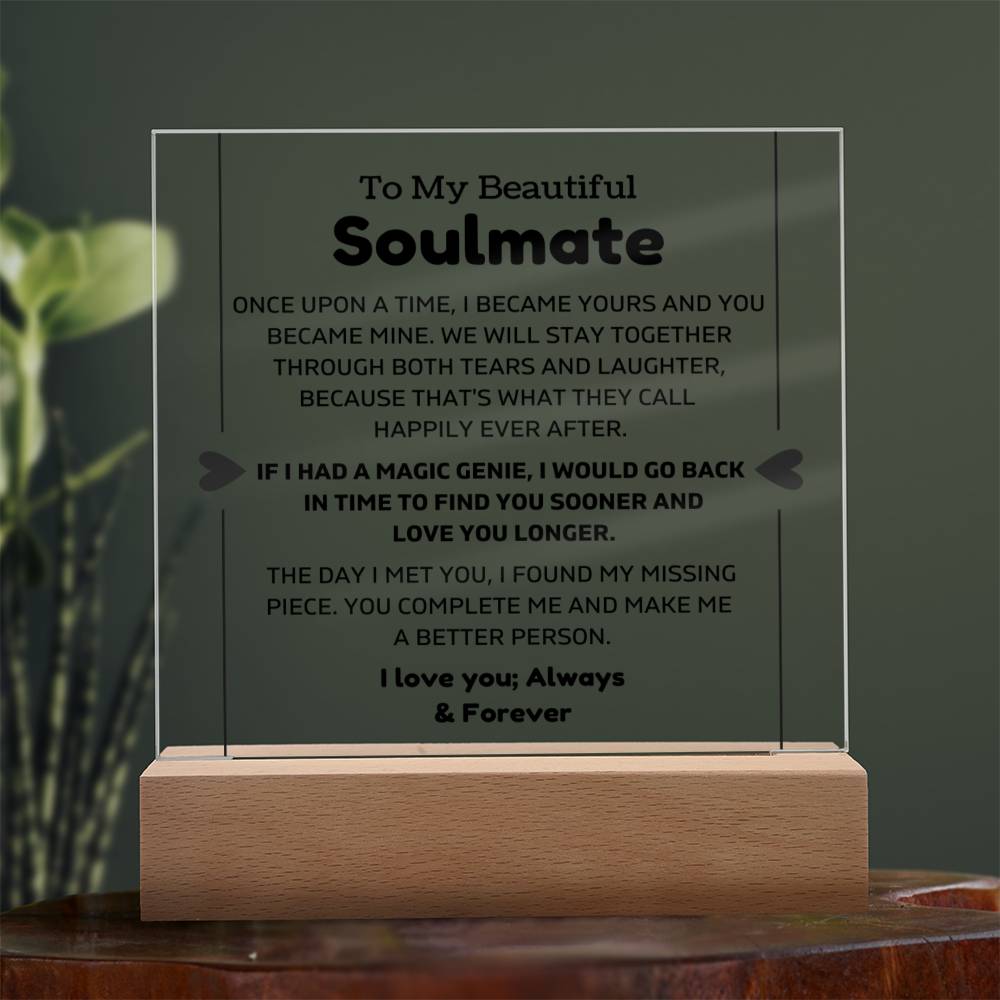 To My Beautiful Soulmate - Once Upon - Square Acrylic Plaque