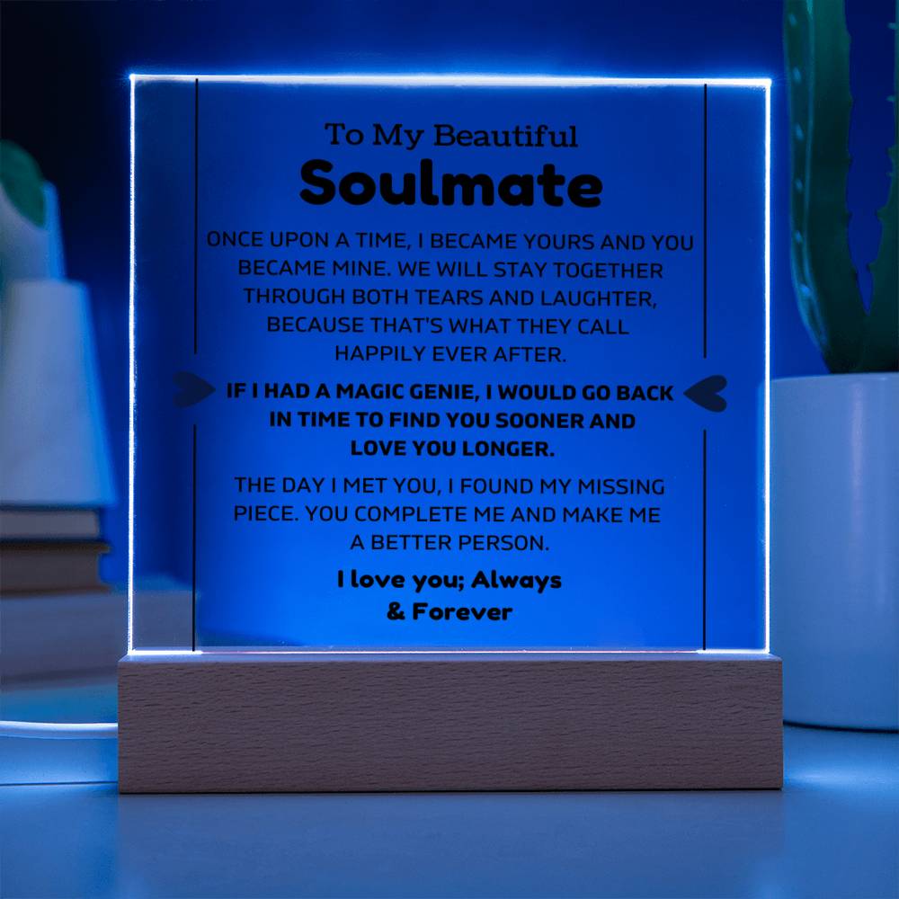 To My Beautiful Soulmate - Once Upon - Square Acrylic Plaque