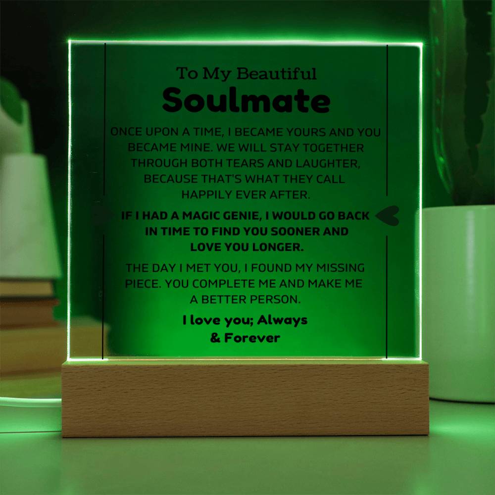 To My Beautiful Soulmate - Once Upon - Square Acrylic Plaque