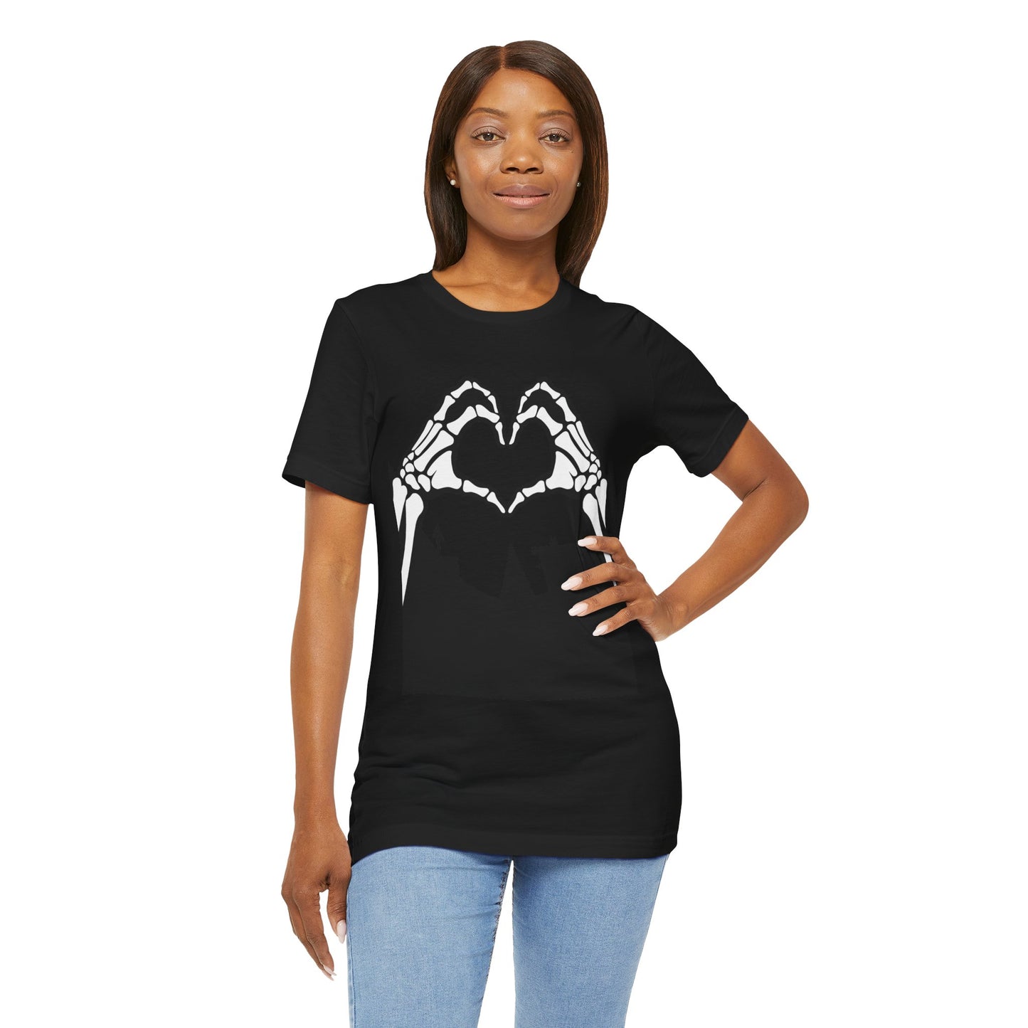 Skeleton Hands Heart Sign Halloween Women Girl T-Shirt