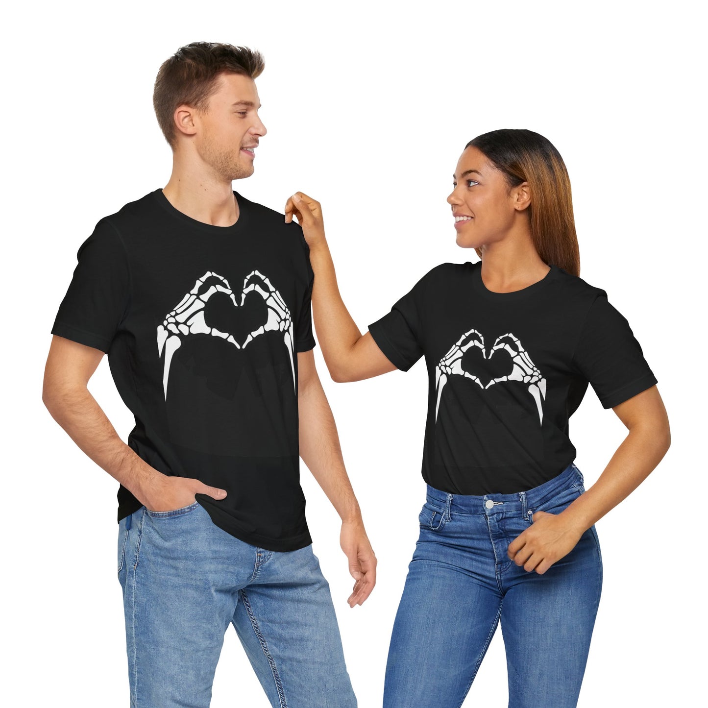 Skeleton Hands Heart Sign Halloween Women Girl T-Shirt