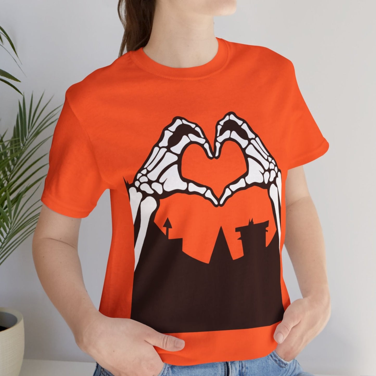 Skeleton Hands Heart Sign Halloween Women Girl T-Shirt