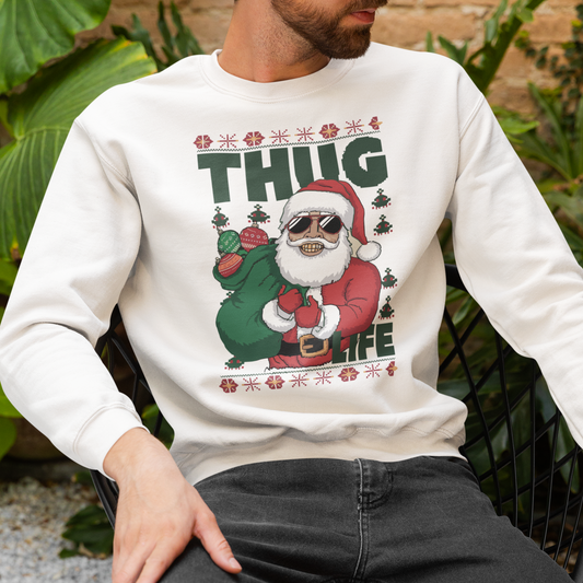 Thug Life Santa Sweater | Gangsta Christmas Party Sweatshirt