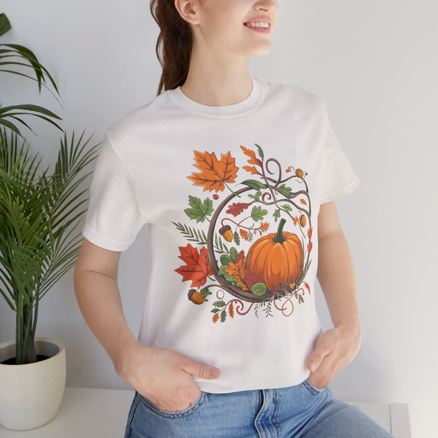 Camiseta con temática de otoño y calabaza