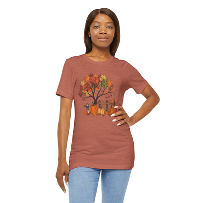 Camiseta gráfica con escena de otoño