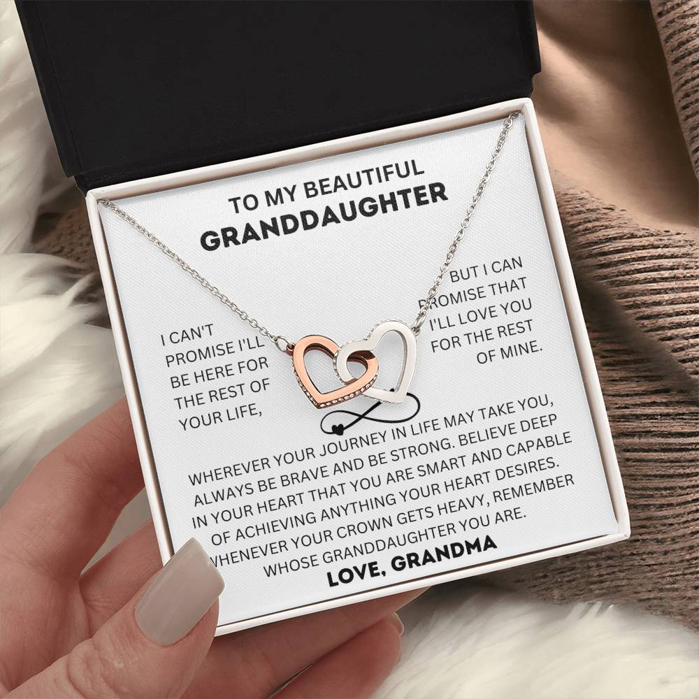 To My Beautiful Granddaughter - Grandma - Interlocking Hearts Necklace