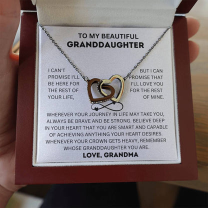 To My Beautiful Granddaughter - Grandma - Interlocking Hearts Necklace