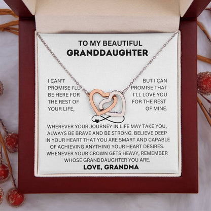 A mi hermosa nieta - abuela - Collar de corazones entrelazados 