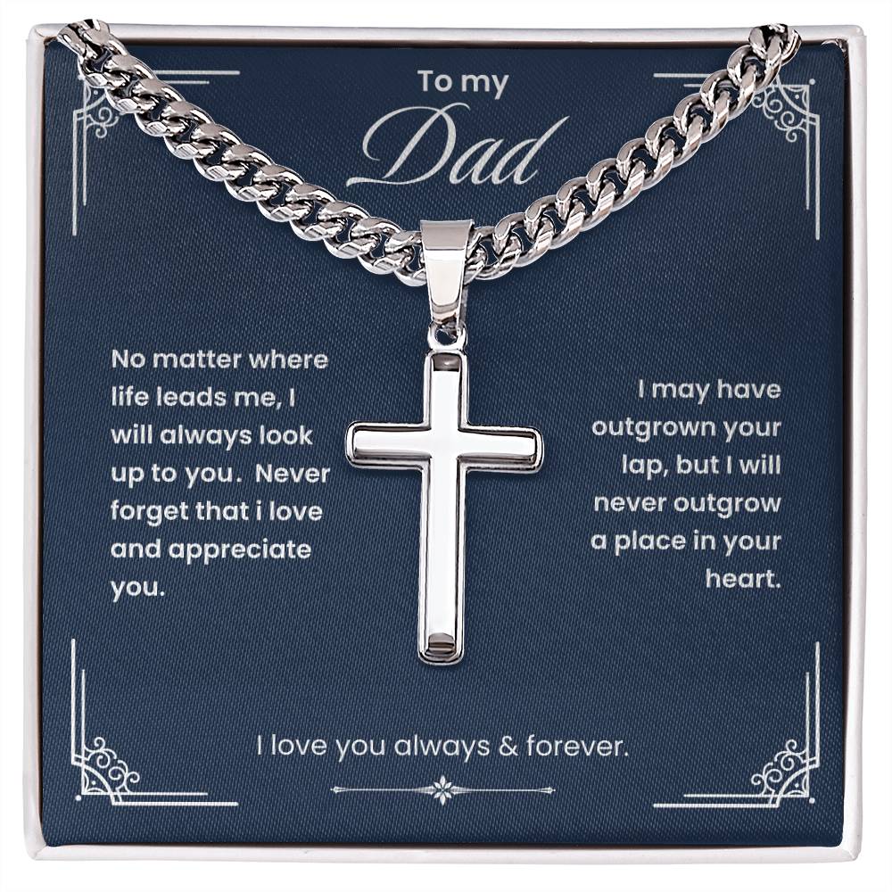 NEW: To My Dad - Cross Necklace Gifts for Men, Silver | Father's Day or Birthday Gift