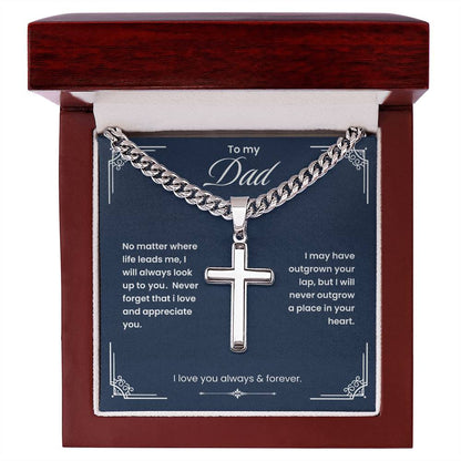 NEW: To My Dad - Cross Necklace Gifts for Men, Silver | Father's Day or Birthday Gift